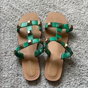 Marc Fisher Emerald Sandals with Metallic Studs